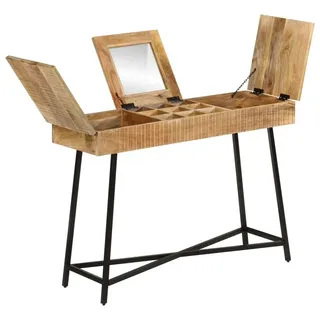 vidaXL Schminktisch 105x35x75 cm Raues Massivholz Mango und Eisen - Braun