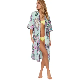 Trendyol Damen Kimono & Kaftan – Mehrfarbig – Regular, Sehr bunt, 62