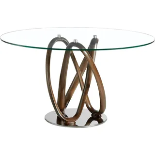 Angel Cerdá Esstisch runde gehärtetes Glas aus walnussfarbenes Holz 1021-Ø130 - Braun, Silber
