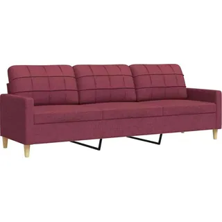vidaXL 3-Sitzer-Sofa Weinrot 210 cm Stoff - Rot