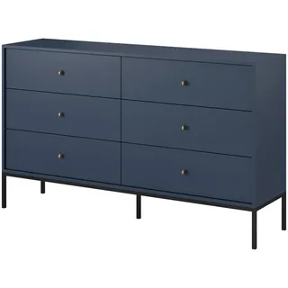 Masseno Sideboard Mondo 154/89/39 cm mit 6 Schubladen Blau , Holzwerkstoff , 154x89x39 cm , Kleinmöbel, Kommoden, Sideboards
