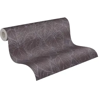 livingwalls Floral-Vliestapete – Grau, Lila, Silber – 10,05 x 0,53 m