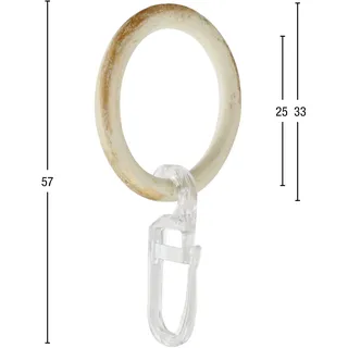 GARESA Gardinenring Ring mit Haken 1-läufig Ø 16 mm 16 cm Gold/Weiß