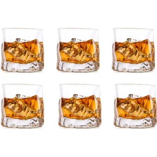 Unregelmäßige Whiskygläser Set Mit 6 Gekippten Falten Scotch Glass 250Ml Modischer Whiskybecher Für Papa, Ehemann, Freunde, Glaswaren Für Bourbon / Rum / Barbecher