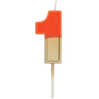 Folat 24211 Kuchen Kerze Retro Ziffer/Zahl 1 Orange-5 cm Geburtstagskerzen für Geburtstag, Geburtstagsdeko, für Kinder Partys, Hochzeiten, Firmenfeiern, Jubiläen