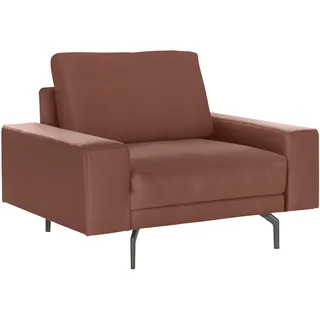 Sessel "CR.450, Designsessel, Loungesessel", braun (signalbraun 534, 44), B:120cm H:85cm T:95cm, NaturLEDER OSKAR (echtes Rindsleder);Flachgewebe VICTORIA (41% Polyacryl 38% Polyester 21% Baumwolle), CREATION BY ROLF BENZ, Sessel, Sessel, Armlehne breit niedrig, Alugussfüße in umbragrau, Breite 120 cm