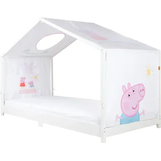 roba Bezug für Montessori Hausbetten 90 x 200 cm im Peppa Pig Design - Passendes Zubehör zum Umbau in Himmelbett - Inkl. 3 Aufbewahrungstaschen & Dachfenster
