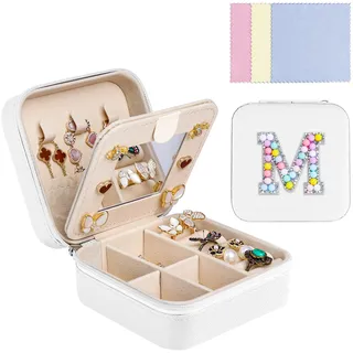 Ghope Klein Schmuckkästchen Plüsch Samt für Damen Mädchen, Schmuckschatulle Reise mit Spiegel Schmucketui Schmuckbox Mini Schmuck-Organizers Schmuckaufbewahrung für Ringe Armbänder Ohrringe Halskette