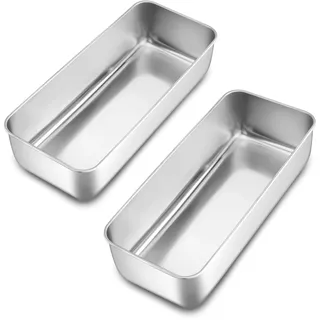 Homikit 2 Stück 30,5cm Kastenform Groß, Edelstahl Brotbackform Brotform für Kuchen, Brot und Toast, Rechteckig Kastenbackform Backform 7,6cm Tiefe, Gesund & Ungiftig, Spülmaschinenfest