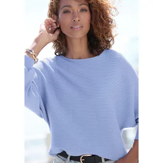 Vivance Strickpullover mit U-Boot-Ausschnitt, Fledermausärmel, Streifenoptik, Oversize, blau