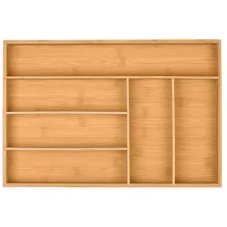 Relaxdays Besteckkasten 6 Fächer Bambus 5 x 44,5 x 30 cm natur