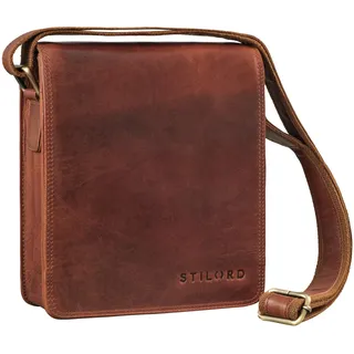 STILORD Akito Umhängetasche Herren Leder Klein - Ideal für Alltag Reise oder Stadt-Bummel - Mit Tabletfach für 8,4 Zoll iPad - Ledertasche Herren Klein aus Echtleder Farbe:Porto - Cognac
