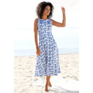 Beachtime Midikleid, mit Blumendruck, aus Jersey, A-Linien-Kleid Beachtime blau-creme-bedruckt