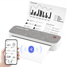 MUNBYN Mobiler Drucker Mini Drucker A4 2600 mAh tragbarer Smarter Fotodrucker Miniprint Handy Thermodrucker Bluetooth drucker für Unterwegs Hause Unterstützt 210x297mm A4-Thermopapier iOS Android