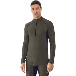 Langarmshirt MEY "Prfrmnc+", Herren, Gr. M, olive beech, Obermaterial: 48% Schurwolle, 48% Polyester, 4% Elasthan, körpernah hüftbedeckend, ohne Ausschnitt, Shirts Langarmshirt, Stehkragen mit Reißverschluss, schnelltrocknend