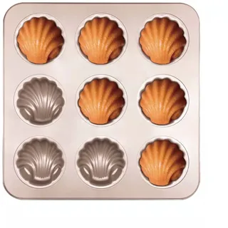 Madeleine Backformen Muschelform Kuchenform Bärentatzen Backform Antihaft Madeleine Backblech Form Französische Dessert Backform aus Karbonstahl 9 Mulden Für Muffins Brownies Brot Pudding Schokolade