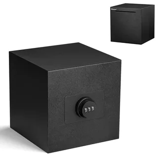 Kypeeka Spardose für Erwachsene, wiederverwendbares Edelstahl-Passwort Spardose aus Metall mit Kombinationsschloss zum Geldsparen (Schwarz, 15 cm)