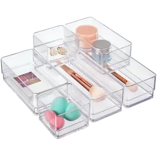 STORi Kosmetik- und Schreibtisch-Schubladen-Organizer, Kunststoff, transparent, 6 Stück, 12 Piece