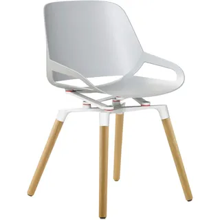 Aeris Besucherstuhl , Weiß, Eichefarben , Holz, Metall, Kunststoff , Eiche , massiv , Rundrohr , 50x72x52 cm , Fsc, Made in Germany , Typenauswahl, Wippfunktion , Büromöbel, Bürostühle, Besucherstühle