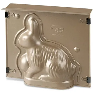 Dr. Oetker Backform Hase zu Ostern – 600 ml Füllvolumen – 3D Kuchenform in Gold mit Antihaftbeschichtung und Osterhase als Motiv zum backen – Leckere Deko in Osterhasenform