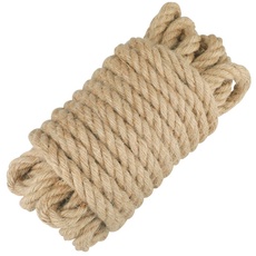 jijAcraft Hanfseil 16mm Dicke Jute Schnur, 10M Natur Juteseil Tau Seil, Garten Jute Tauwerk Handlaufseil Schiffstau Schnur für DIY, Haus Dekoration, Handwerk, Gartenarbeit, Kratzbaum