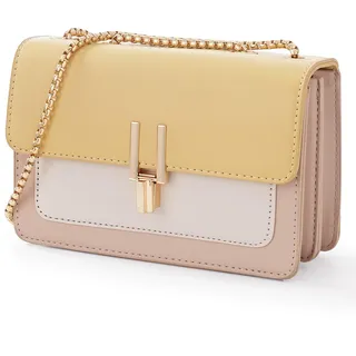 TOP BAND Color-Block Crossbody-Tasche für Damen, Leder, Umhängetasche, niedliche Designer-Handtaschen, Schultertasche, mittlere Größe, #2 Gelb - 1, One_Size, MG-W-Crossbody 002-US-Yellow-Old