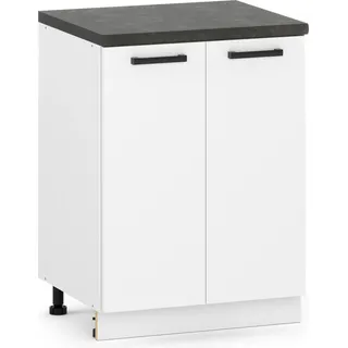 Küchenschrank stehend 2D Unterschrank 60cm Weiß Matt - Weiß