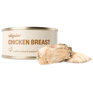 Vilgain Fleischkonserven – 100% natürlich, ohne Konservierungsstoffe, proteinreich, saftige Stücke, geprüfte Herkunft, ideal für gesunde Ernährung & schnelle Gerichte (100g, Hähnchenbrust)