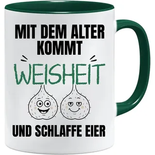 Tasse Lustige Sprüche Männer | Mit Dem Alter Kommt Weisheit Und Schlaffe Eier | Geschenk 50 Geburtstag Mann | Geschenk 60 Geburtstag Mann | Lustige Geschenke Zum Ruhestand | Tasse Faultier Rentner