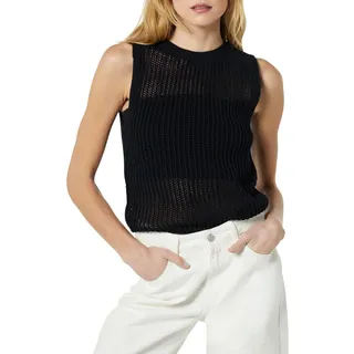 The Drop Mora Sleeveless Crochet Top Hemd, Schwarz, L