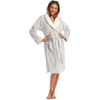 Light & Shade Pretty Woman PWD2165 Damen Koralle Supersoft Fleece Morgenmantel Bademantel, Graues Herz, L/XL