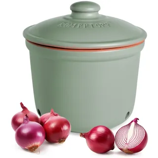 ROMERTOPF Frische-Topf MAXI 2,8 Liter - Zwiebeltopf Keramik - Atmungsaktiver Ton hält Gemüse länger Frisch - Ideale Luftzirkulation - Grün