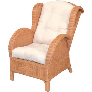 Ohrensessel, gelb (honigfarben), B:66cm H:96cm T:89cm, HOFMANN LIVING AND MORE, Sessel, Ohrensessel, Handgeflochten