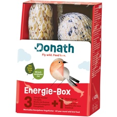 Donath Energie-Box 3+1-3 Meisenknödel im Netz a 100g und 1 Nussstange a 120g - viel Abwechslung - wertvolles Ganzjahres Wildvogelfutter - aus unserer Manufaktur in Süddeutschland