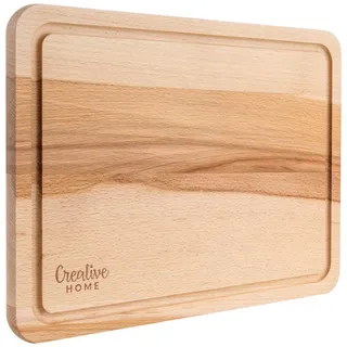 Creative Home Schneidebrett Holz | 30,5 x 22,5 x 1,5 cm | Holzschneidebrett mit Saftrille | Umkehrbar Schneidbrett | Holzbrett Küche Ideal für Brot, Fleisch, Gemüse, Käse & Schinken