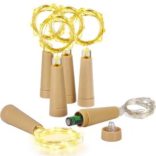 Ymenow Flaschenlicht, 6 Stück Flaschenlichterkette Korken mit AAA Batterie | 2M 20LEDs Mini Lichterkette für Flaschen, Warmweiß LED Korken Flaschenlichter Innen für DIY Weihnachten Party Zimmer Deko