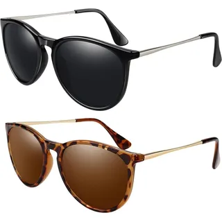 LINVO Sonnenbrille Damen Polarisiert Retro Vintage Designer UV400 Schutz