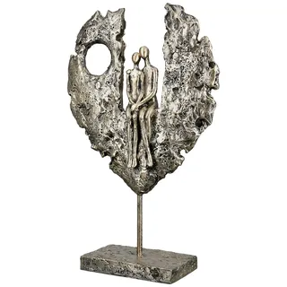 Gilde Deko Figur Skulptur Paar im Herz aus Kunstharz - Dekoration und Geschenk Valentinstag Hochzeit Muttertag - Farbe: Gold Höhe 34 cm