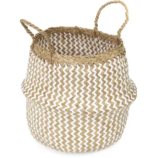 Compactor Belly Korb M - Handgefertigt, Weiß, Seegras - 27x27x26 cm, Runde Form, Stilvolle & Natürliche Aufbewahrungslösung