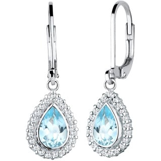 Elli Ohrringe Damen Tropfen Festlich Elegant mit Zirkonia Kristalle und Topas Edelstein Blau in 925 Sterling Silber