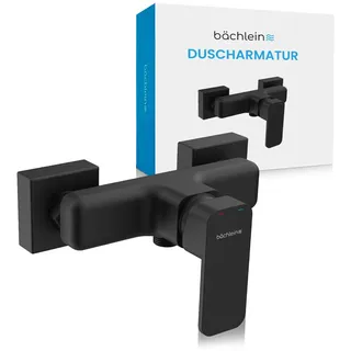 Bächlein Duscharmatur Leonte in Kantigem Design – Mischbatterie Komplettset inkl. allem Zubehör – Einhand-Wasserhahn für die Dusche Matt Schwarz – eckig