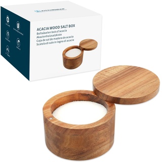 KITCHENDAO Acacia Holz Salzdose, Salzstreuer mit Magnetischer Schwenkdeckel Für Küchen geeignet und Esszimmer, Aufbewahrung von Salz Meersalz Gewürzen Pfeffer Kraut, 6oz