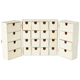 Artemio Adventskalender zum Dekorieren Triptique Holz 55 x 6,5 x 28 cm