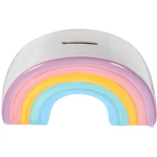 SAFIGLE Regenbogen Keramik Spardose 7.09 Zoll Cartoon Geldbox Sparschwein Dekoratives Desktop Ornament Für Kinder Und Erwachsene Praktische Münzbank