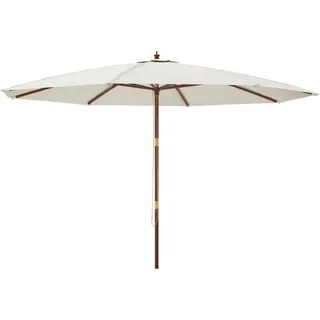 vidaXL Sonnenschirm mit Holzmast Sandfarben 400x273 cm - Weiß
