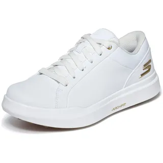 SKECHERS Go Golf Damen Drive 6 Arch Leder Relaxed Fit Wasserdicht Golfschuh Sneaker, Weiß/Gold, 38 EU
