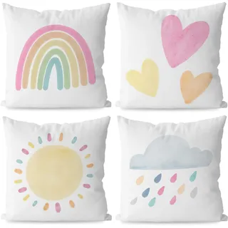 KEUSPI Regenbogen-Kissenbezüge, Dekoration für Kleinkinder, Mädchen, Schlafzimmer, kleines Mädchen, Spielzimmer, Kissen für Mädchen, Regenbogen-Zimmer-Dekoration für Kinderzimmer, Klassenzimmer
