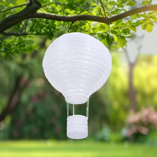 Qedertek Solarlampen für Außen Hängend, 1 Stück 30cm Lampions Solar Außen Wetterfest, Gartenlaterne mit Flackernder Flamme, Heißluftballon Nylon Solarlaterne für Außen Garten Fest Deko (Warmweiß)
