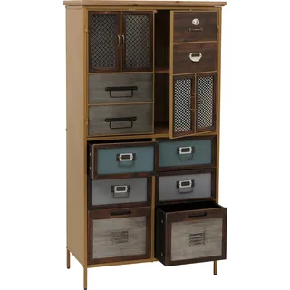 Apothekerkommode HWC-O80, Schrank Highboard Schubladen, Vintage Shabby-Look 136x73x35cm, blau Metalloptik - Silber