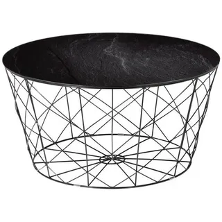 SalesFever Couchtisch mit Metallkorb Ø 80 cm | schwarz